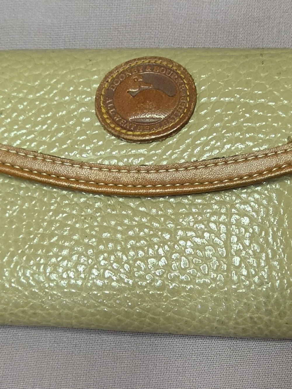VINTAGE Dooney & Bourke Olive Green and Brown Pebbled Leather Wallet